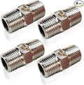 4PCS Hex Stainless Steel Nipple 3/8"NPT Male X 3/8" NPT Male Pipe Fitting 3/8 inch Stainless Steel Pipe Nipples Male Pipe Adapter Fittings Heavy Equal Nipples Connectors