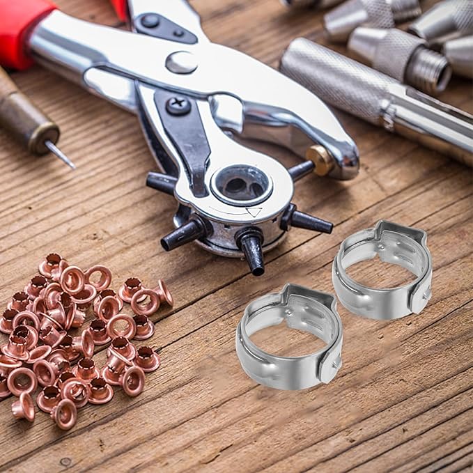 50Pcs Stainless Steel Pex Crimp Rings Single Ear Cinch Clamps for Pex Tubing Connection Plumbing Pipe Fittings Clamp Kit