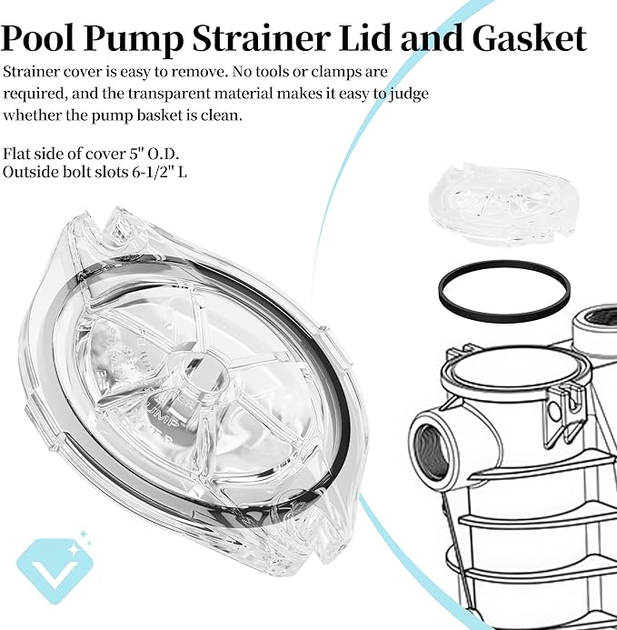 SPX1250LA Strainer Cover with Gasket Compatible with Hay-ward Max-Flo SP1800X & SP2800X Series Pool Pump,for Easy Cleaning of The Pump Basket (Kit Includes:Clear Cover SPX1250L & Gasket SPX125T)