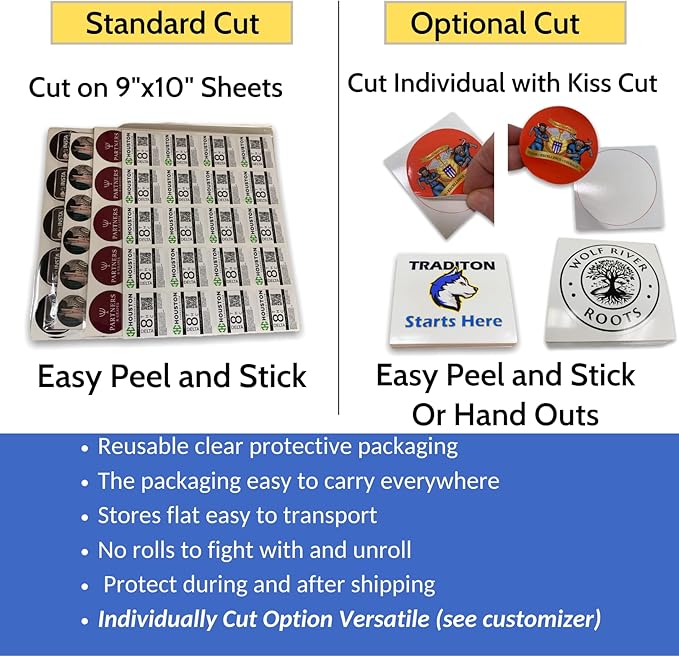 125 avgrafx 3x2 Rectangle Custom Personalized Stickers Labels: Vinyl Waterproof, Dishwasher Safe Made in USA - Logo, Text, Image for Car Sticker Printer, Small Business Packaging Supplies