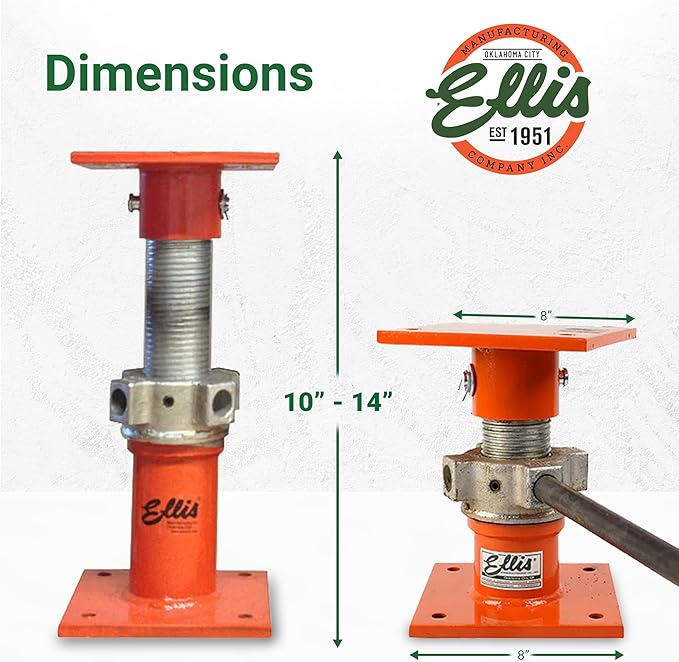 ELLIS Heavy-Duty Adjustable Steel Shore – Basement Jack for Floor Leveling, Foundation, Beams, and Concrete Bracing – 56,000 lb Safe Load Capacity – 10"-14" Adjustment