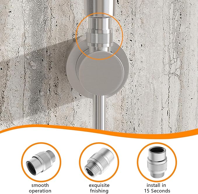 Shower Head Shut Off Valve G1/2'' Shower Flow Control Valve Brass Shut Off Valve for Handheld, Shower Arm or Bidet Sprayer(Brushed Nickel)