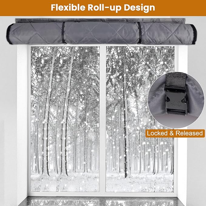 Window Insulation Cover Kit for Winter - 3 Layer 47"x63" Visible Thermal Insulated Windows Curtain with Kits for Winterizing, Large Oxford Cloth Window Cover Film with Heavy Cotton for Home Rv Door