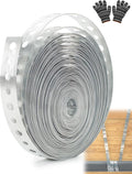 Galvanized Metal Pipe Strap 3/4-Inch x 33-Feet 24-Gauge Pipe Hanger Strap Metal Strapping with Hole Securing Straps Pre-Punched with Gloves