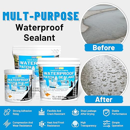 Liquid Waterproof Sealant, Invisible Water Proof Agent, Anti-Leakage Repairing Transparent Waterproof Coating, Indoor and Outdoor Water-Based Waterproofing Glue 1L