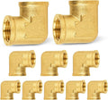 10-PCs HeSun Brass Pipe Fitting, 1/2" x 1/2" NPT Female 90-Degree Barstock Street Elbow
