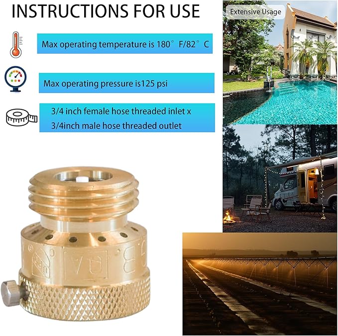Xiny Tool 2 Pack Faucet Vacuum Breaker, 3/4 Inch Solid Brass Hose Bib Backflow Preventer for Garden Spigot RV