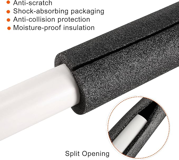 MECCANIXITY Foam Tube Sponge Protective Sleeve Heat Preservation Black Sleeve Polyethylene Pipe 15mm(0.6 Inch) ID for Pipe Insulation, Pack of 2