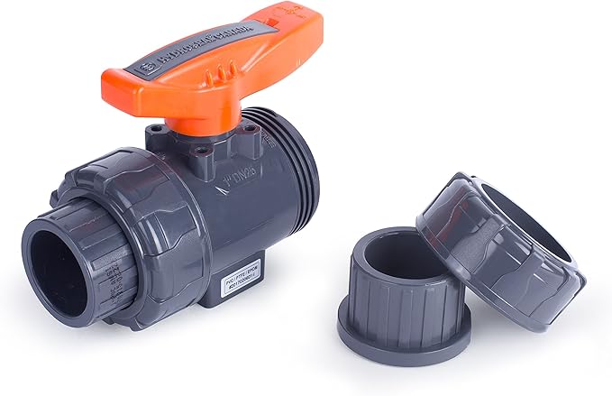 HYDROSEAL Kaplan 1’’ PVC True Union Ball Valve with Full Port, ASTM F1970, EPDM O-Rings and Reversible PTFE Seats, Rated at 200 PSI @73F, Gray, 1 inch Socket (1 inch)