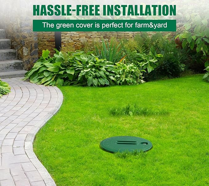 3 Pcs 10 in Sprinkler Valve Boxes, Durable PP Round Irrigation Valve Box for Garden Yard Outdoor Lawn Grassland Ground Farm, Underground Splice Box for Electrical Water Meter Box Green Cover