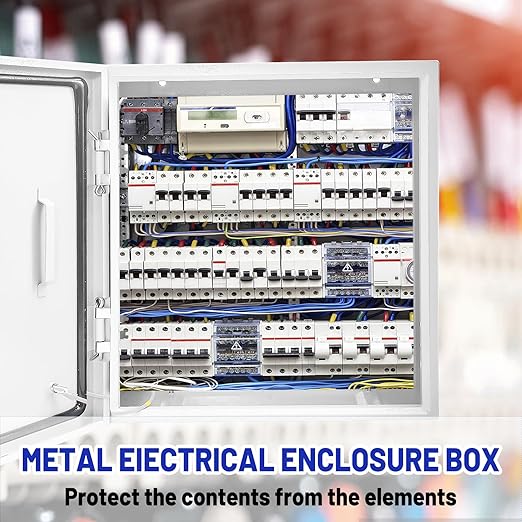 Outdoor Electrical Box 20 x 20 x 6''D NEMA 4X Enclosure Steel Box, Waterproof & Dustproof Outdoor/Indoor Lockable Electrical Junction Box, with Mounting Plate