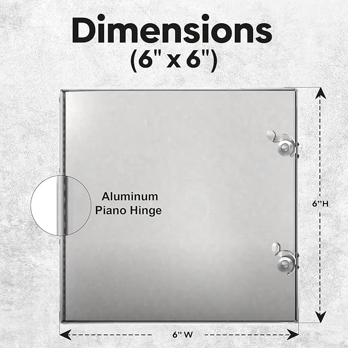 Best 6” x 6” Hinged Duct Access Panel with Neoprene Gasketing, 24-Gauge Galvanized Steel Access Door for Sheet Metal Duct, Fiberglass Insulated Double Panel, Notched Knock Over Tabs, BA-HD-5070