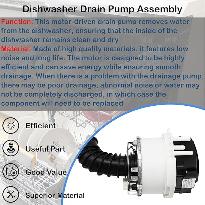 DD93-01013A Dishwasher Drain Pump Assembly Compatible with DW80M9550UG/AA,DW80R9950US/AC,DW80R9950UG/AC etc
