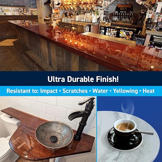 TotalBoat Table Top Epoxy Resin Kit - 2 Gallon Crystal Clear Epoxy with High Gloss & UV-Resistance - Easy 1:1 Ratio for Bar and Table Coating, Woodworking, and Resin Art Casting