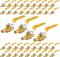 40-Pack Foskan 1/2 Inch PEX Crimp Full Port Ball Valve with Yellow Handle, Brass Quarter Turn Shut-off Valve for PEX Tubing