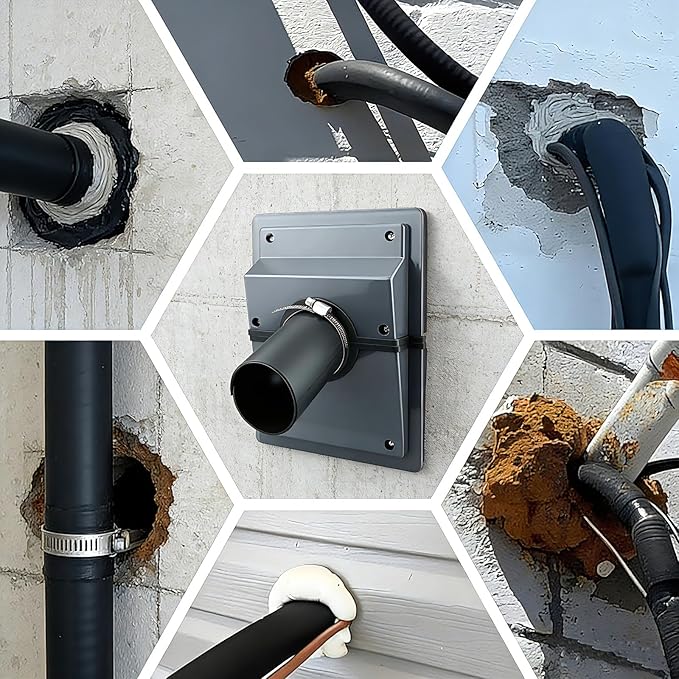 HVAC Wall Penetration Cover & Line Set Cover Kit - Professional Seal and Protection Sleeve for Indoor & Outdoor Mini Split Air Conditioner Pipes Outlet Retrofit 2-3/8", Gray
