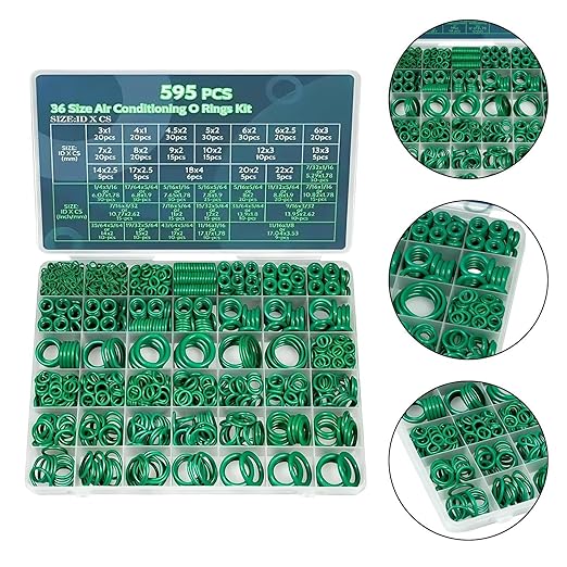 AC O Ring Assortment Kit, Wear-Resistant Car Repair Accessories | Seal Rubber O Rings Assortment Set,for Compressor and Professional Plumbing Faucet Seal Repair