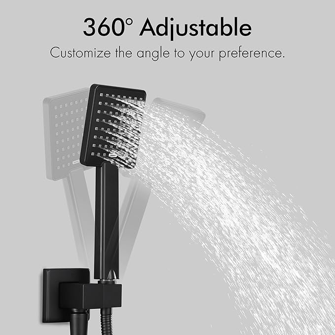 KES Shower System Shower Faucet Set Rain Shower Head with Handheld Shower Valve and Trim Kit Matte Black, XB6223F25-BK