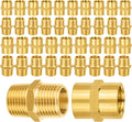 40-PCs HeSun Brass Pipe Fittings Combo, 20-PCs 1/2" NPT Male + 20-PCs 1/2" NPT Female Hex Nipple Adapter