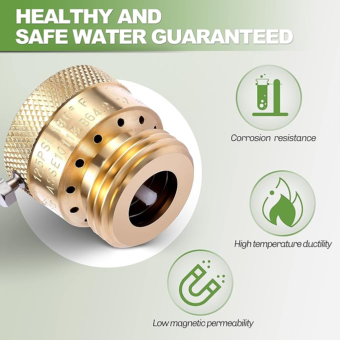 2 Pack Brass 3/4" Inch GHT Hose Bibb Connector Backflow Preventer Vacuum Breaker