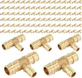 (100-Pack) Seelink PEX-A Fitting, 3/4" x 3/4" x 1/2" Expansion Tee, Brass Fittingg Tee, ASTM F1960(PEX1960120-100Pack)