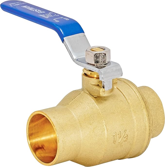 Eastman Heavy Duty Full Port Brass Ball Valve, 1-1/2 in Sweat x 1-1/2 in Sweat Connection, 20069LF