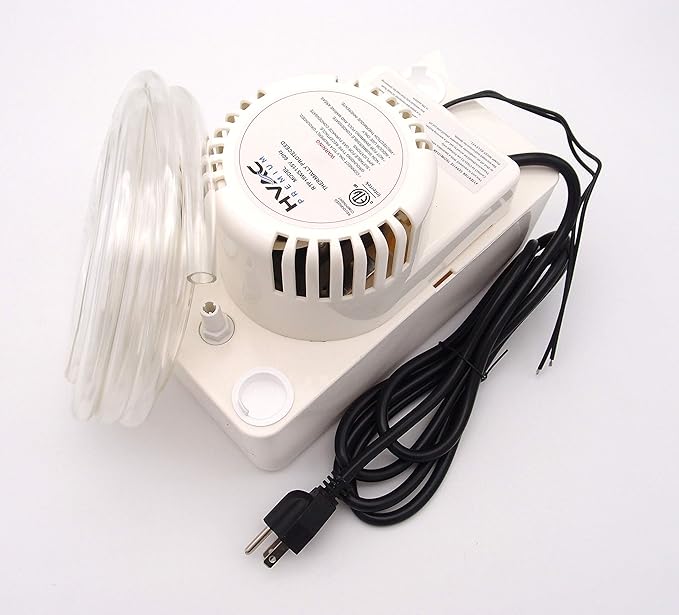 HVAC Premium Condensate Removal Pump – Tank Pump 2.2L RTP15WS115V with 3/8" x 15' Pipe All in White – Automatic Safety Switch Sensor - 115V/60HZ
