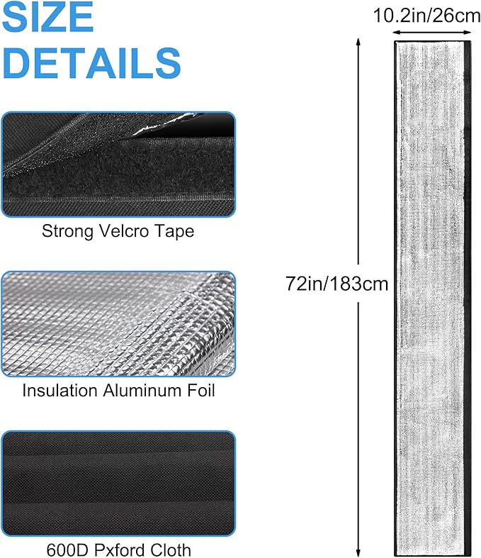 HVAC Copper Pipe Insulation Cover, 2Pcs 600D Oxford AC Pipe Insulation Cover Outdoor Flexible Air Conditioner Line Insulation Sleeve for Central Air Conditioning Mini Splits, Black 72x10.2 in
