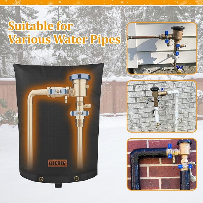 Backflow Preventer Cover (5°F) Heavy-Duty 5-Layer Insulated Enclosure, Freeze & All-Weather Protection for Outdoor Pipe, Irrigation Sprinkler Valve, Well Water Pump & PVB, 24" Wx24 H Black