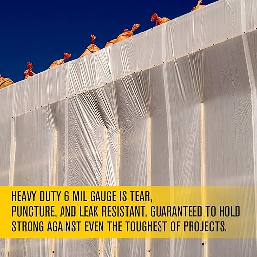 Aluf Plastics 6 MIL Thick Extra Strong Heavy Duty Fire Retardant Clear All Purpose Vapor and Moisture Barrier Sheet Tarp/Drop Cloth - 20' x 100' for Painting & Furniture (1 Pallet of 25 Pack)