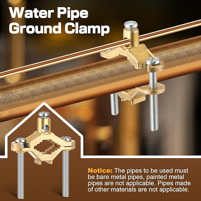 Feekoon 3 Pcs Ground Clamp 1/2-1 Conduit Fitting, Copper Alloy Wire Clamp Conduit Fitting, for Bonding Ground Wire to Water Pipe or Steel
