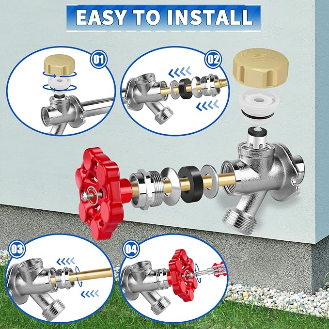Outdoor Faucet Repair Kit, ASSE 1019-A Vacuum Breaker Outside Faucet Repair Kit, Vacuum Breaker and Handle Replacement Kit for Anti-Siphon Frost-Free Sillcock Valves, Wall Hydrant Complete Service Kit
