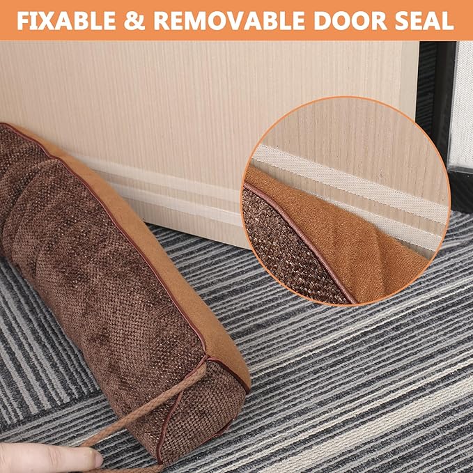 Triangle Under Door Draft Stopper Noise Blocker 38 Inches for Door Bottom Air Seal Insulation and Soundproof, Heavy Duty Weather Guard Snake Stripping, Brown