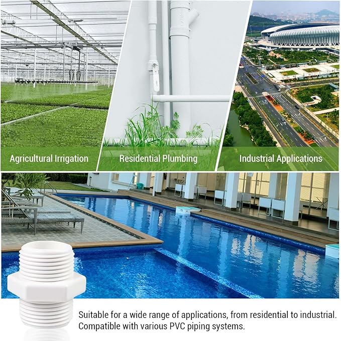 10 Pcs 1 Inch PVC Pipe Fittings Hex Nipple G1 X G1 Male Thread Coupling Adapter Connector