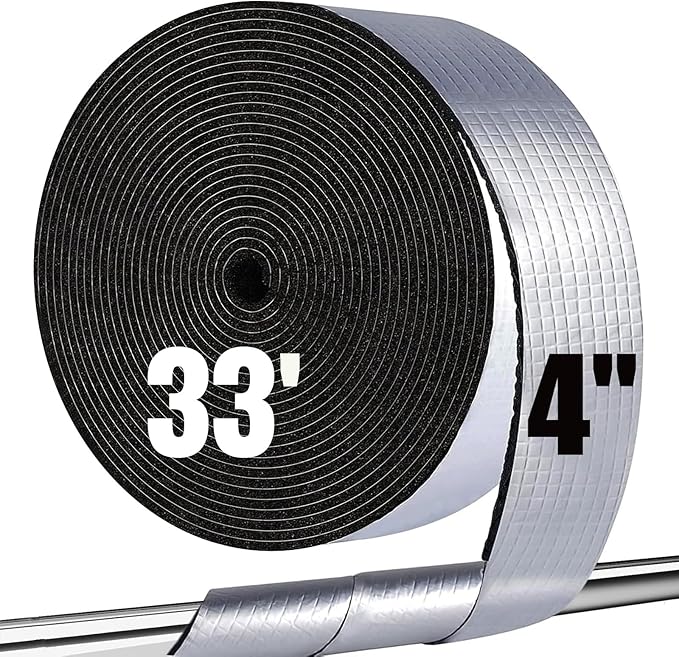 Pipe Insulation Wrap Foam Tube Self Adhesive Heat Tape for Water Pipes, Outdoor Foam and Foil Water Pipe Insulation Wrap for Winter, Can Be Used for Self Regulating Pipe Heat Tape