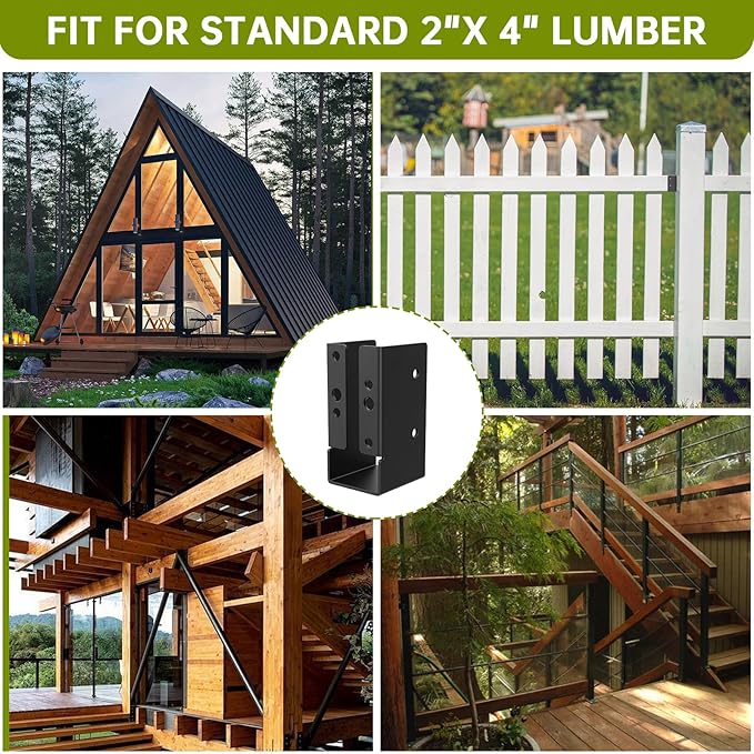8Pcs Concealed Joist Hanger, 2" x 4"Outdoor Concealed-Flange Hanger, 2"x4" Outdoor Trim Concealed Flanges for 2"x4" Beam, Swing, Handrail, Fence