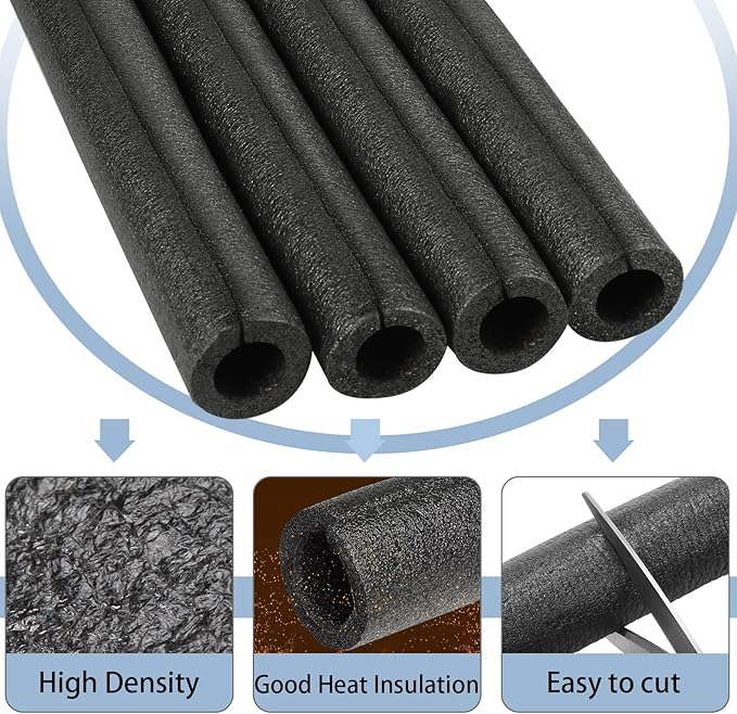 8 Pack Elbow Pipe Insulation Foam Tube Outdoor Wrap Black Pipe Covers Elbow Insulation Tubing Water Foam Covers for Outdoor Winter Irrigation, Sprinkler (1 Inch)
