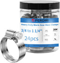 24PCS Heavy Duty Hose Clamps Stainless Steel 304,3/4" Hose Clamp to 1-1/4" Hose Clamp (20-32mm) Adjustable Worm Gear Drive Small Radiator Hose Clamps Pipe Clamp for Plumbing,Car, Garden