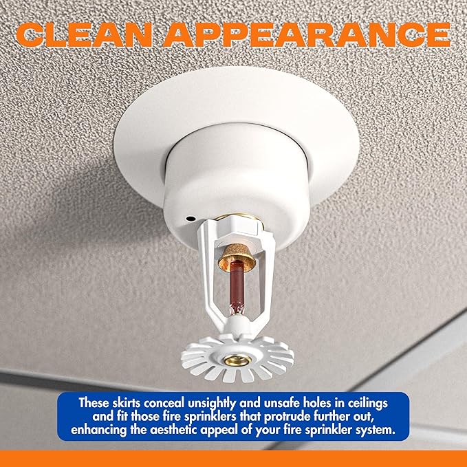 Fire Sprinkler Escutcheon Skirt, Short TAPER Escutcheon Pendant Skirt White, Works with Standard 401 Style Cup, Short Cup, and Retrofit 2 Piece Cup, Fire Sprinkler Skirt