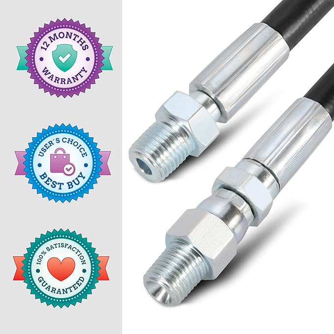 Sewer Jetter Kit - Drain Cleaner Tool Clog Remover Kit Includes Tough Flex Pressure Washer Hose and 7 High End Nozzles and Adapters for Ultimate Drain Jet 1/4'' NPT (50)
