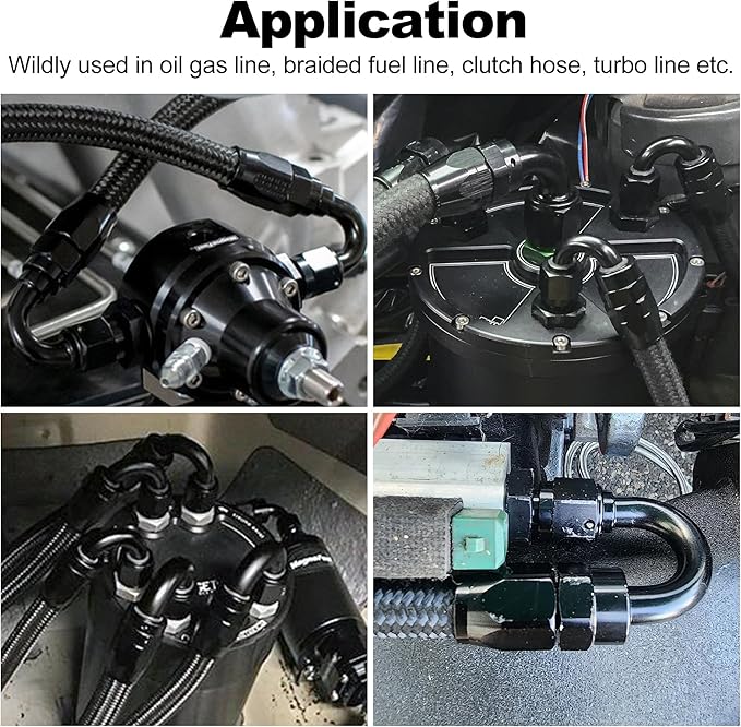 EVIL ENERGY 8AN Hose End Fitting 180 Degree Swivel for CPE Braided Hose Black