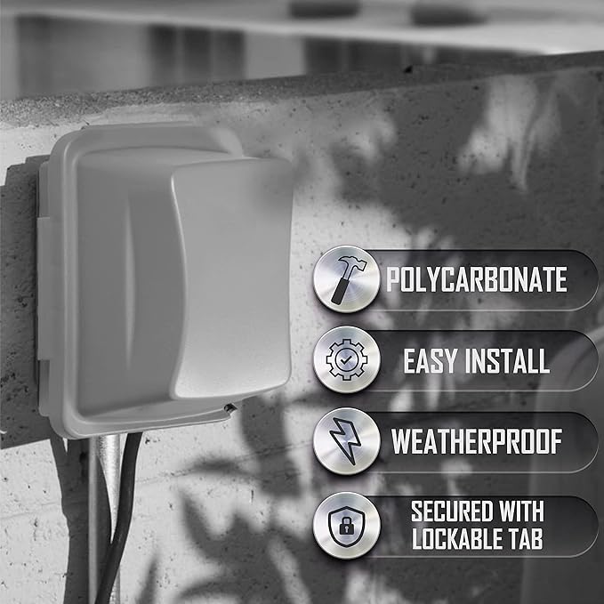 Taymac MM710G Jumbo 4-3/4-Inch Depth Weatherproof In-Use Plastic Cover 16 Configurations Vertical/Horizontal One Gang, Grey
