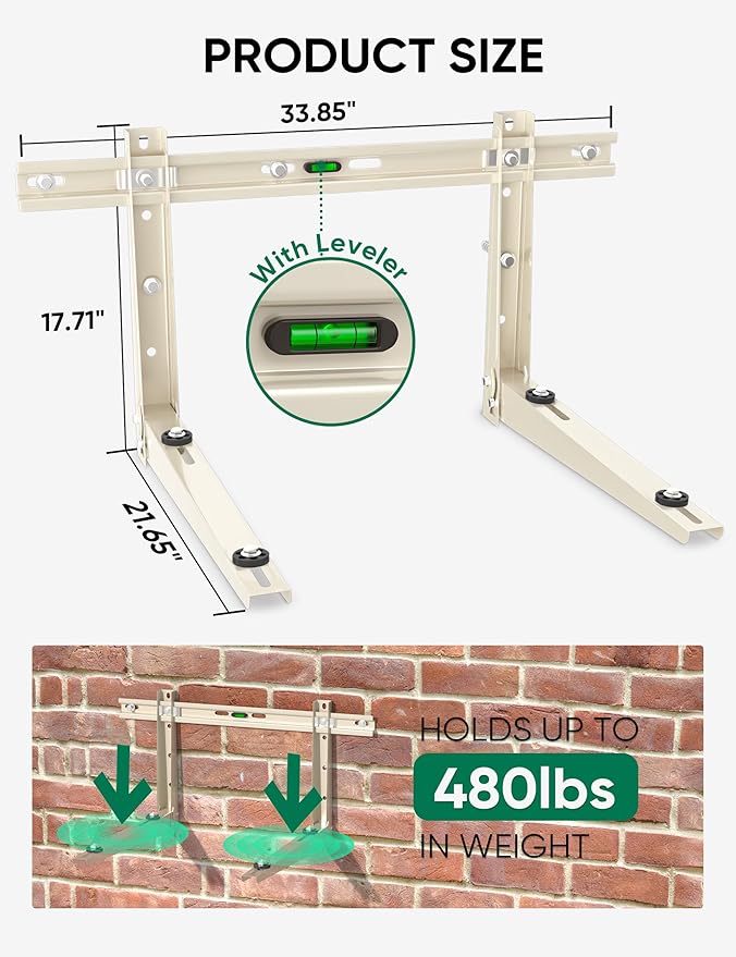 Mini Split Wall Mounting Bracket for 18000-24000 BTU Mini Split Air Conditioner with Leveler Universal Ductless AC and Heat Pump Systems Outdoor
