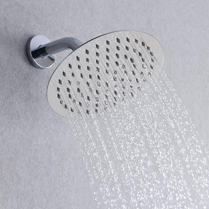 sumerain Rain Shower System with Tub Spout, Tub Shower Faucet Set with 8 inches Shower Head and Hand Shower, Valve Included Chrome