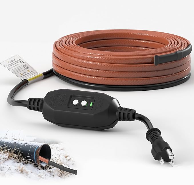 6 FT Inside Drain Pipe Heating Cable for Sewer and Waste Pipe, Self-Regulating In Pipe Heater Cable with GFCI, Submersible Heat Trace for Sewage Sump Septic Systems, CSA 5 W/FT 120 V