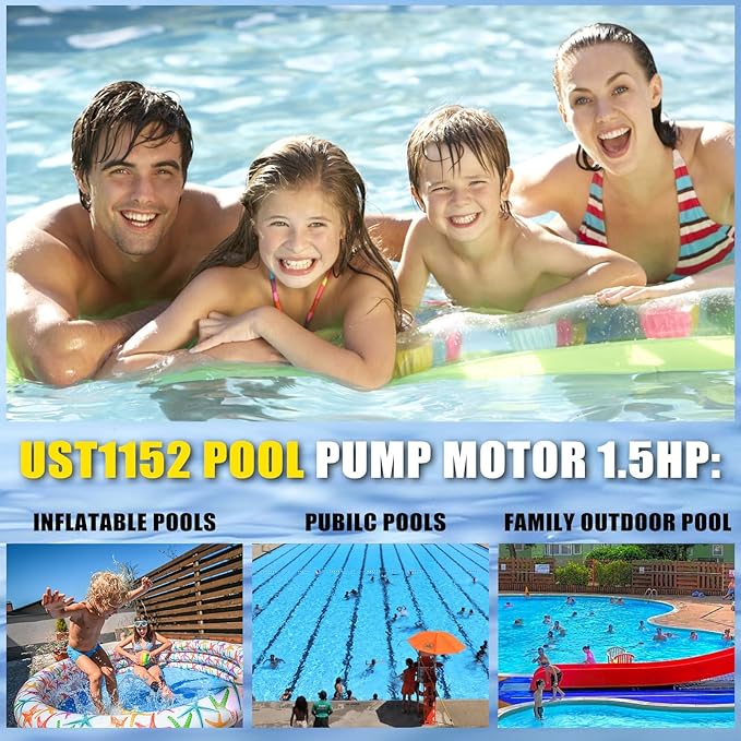 B228SE Pool Pump Motor 1 HP, Fit for Century A.O. Smith 1HP Single Speed, 3450 RPM, 56J Frame, 115A/230V, 6/12 Amps, Swimming Pool Motor