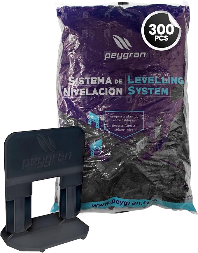 Peygran Tile Leveling System: Lippage Free Tile and Stone Installation for PRO and DIY. The Most Precise and Reliable Tile Leveling Clips on The Market. (1/16" (2mm): 300 Clips)