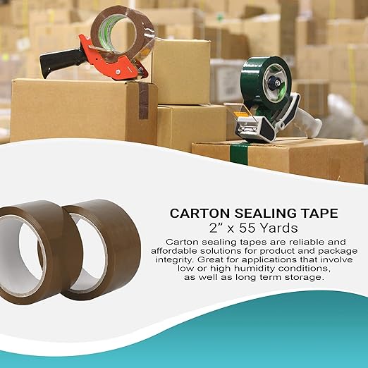 APQ 36 Rolls of Tan Carton Sealing Tape 2" x 55 yds. Thickness 1.6 Mil. Acrylic Packaging Tape for Wrapping, Packing, Shipping, Moving Boxes. Acrylic Emulsion Adhesive. No Weathering, Yellowing.