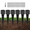 6 Pack 4x4 Fence Post Anchor Ground Spike – Heavy Duty 24" Metal Post Base (Fit 3.6"x3.6") Black Powder-Coated for Mailbox, Deck, Fence, Railing