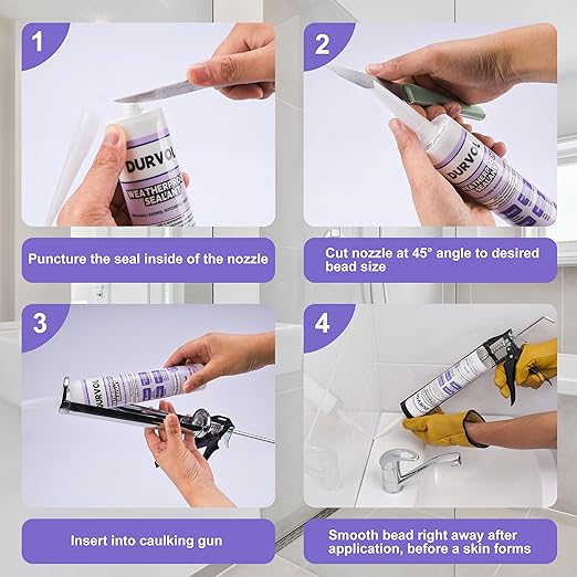 All-Weather Sealant Waterproof Caulking Seal 2-Pack Clear, Caulking Sealant for Kitchen, Bathroom, Marine, Door and More